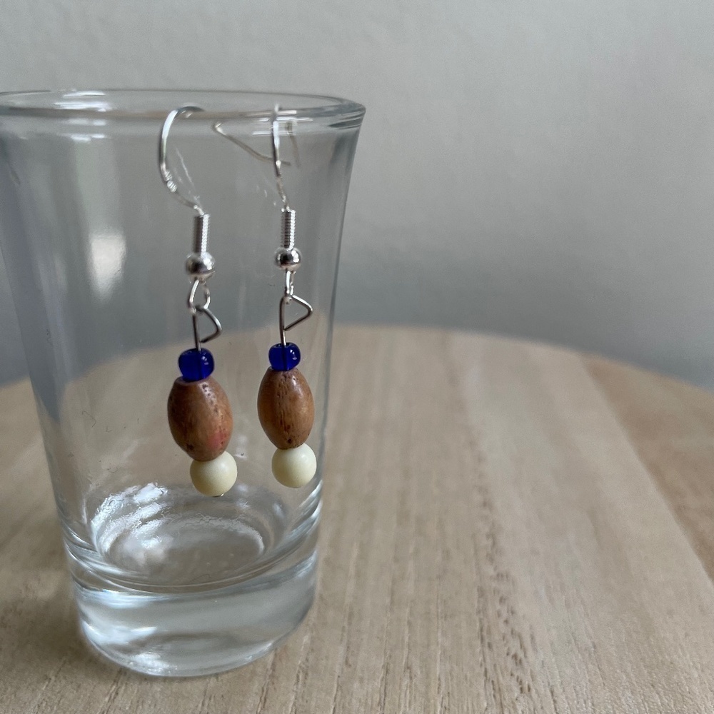 Blueberry Cream Beaded Earrings